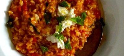 Risotto cu roşii, busuioc si ricotta